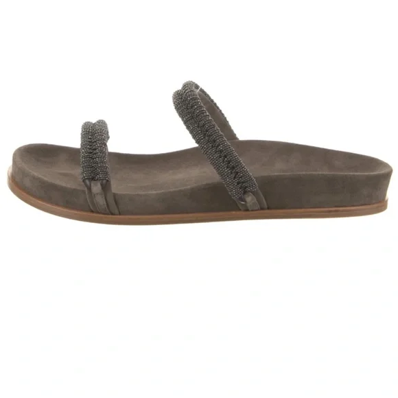NEW in BOX! Brunello Cucinelli Monili Suede Slides NEGOTIABLE